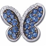 14Kt White Gold Chic Butterfly Sapphire and Diamond Brooch Pin
