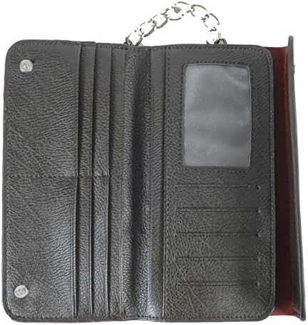 True Leather Biker Wallet with Chain Black