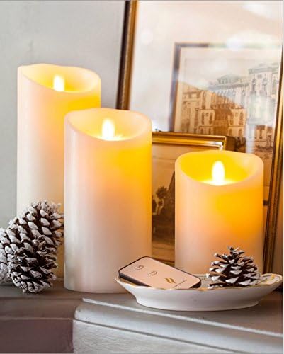 3pcs Luminara Vanilla Scented Flameless Pillar LED Candles Battery Powered Romantic LED Candles with Timer Remote Control Candles for Christmas Party,wedding ,Birthday Party,hotel Decoration(ivory)