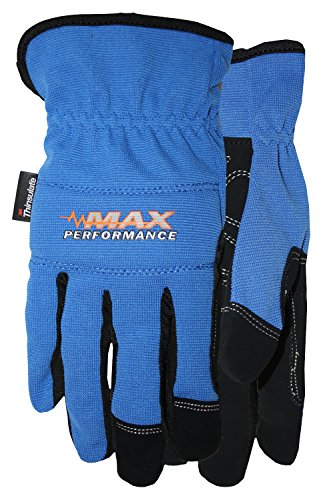 Gloves & Gear 0072264145636 Synthetic Leather Palm Spandex Back High Performance Gloves with Thinsulate Insulation, Medium, Blue