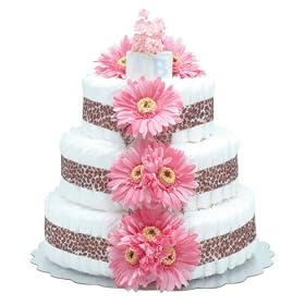 Bloomers Baby Diaper Cake Hot Pink Daisy