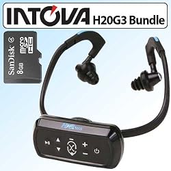Intova H2O Man Waterproof MP3 Player Headphones Bundle With SanDisk 8GB Micro SDHC Memory Card