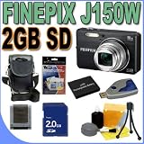 cheap Fujifilm Finepix J150W 10.0MP 5x Optical Zoom Digital Camera (Black) 15841966 PLUS 2GB SD Memory Card - Rechargeable Lithium Ion Battery - BigVALUEInc Saver Accessory Bundle + More!
