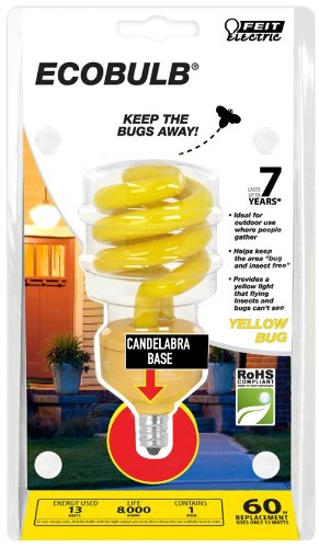 Feit BPESL13TC/BUG 13-watt Mini Twist Yellow Bug Candelabra Base 60-watt Equivalent Light