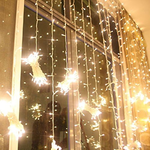 Noza Tec 3x3M 300 Warm White LED Light Curtain String Fairy Lights Xmas Wedding Party Decoration