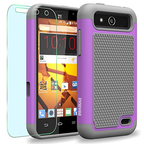 ZTE Maven / Overture 2 / Z810 / Z812 / Z813 Case, INNOVAA Smart Grid Defender Armor Case W/ Free Screen Protector & Touch Screen Stylus Pen - Grey/Purple ZTE Maven / Overture 2 / Z810 / Z812 / Z813 Case, INNOVAA Smart Grid Defender Armor Case W/ Free Screen Protector & Touch Screen Stylus Pen - Grey/Purple