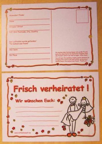 50 Ballonflugkarten Frisch verheiratet -90032-
