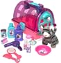 Luv My Pet Vet Center Set: Purple & Pink Carrier with Gray Striped Kitty
