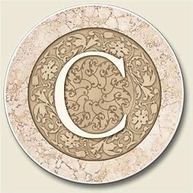 Click here to buy AutoCoaster ~ Monogram initial C ~ Tile Drink Coaster for car cupholder - code 570 by AbsorbaStone.