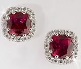 Princess Cut Earings RED.