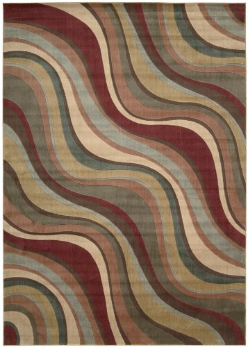 Nourison Zanibar Multicolor Waves 7.9-Feet by 10.10-Feet Polyacrylic Area Rug On Sale