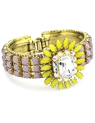 Rodrigo Otazu "DNA" Lavender and Yellow Floral Hinged Cuff Bracelet