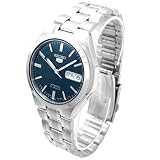 【日本製逆輸入SEIKO5】セイコー5 デイデイトカレンダー搭載 メンズ自動巻き式腕時計 ネイビーチェックダイアル シルバーステンレスベルト SNKG11J1の画像