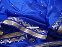 Blue Sari / Bellydance Dress Fabric wrap India Saree