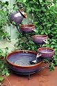 Terracotta Solar Cascading Fountain in Falling Purple Glaze - Outdoor Garden or Indoor