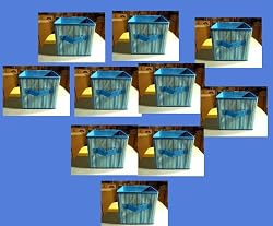 Storage Boxes (10) Colapsible Blue Stripe with Blue Rim Box 7.5 in x 7.5 in x 7 in