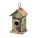 7" Green Hanging Rustic Style Birdhouse