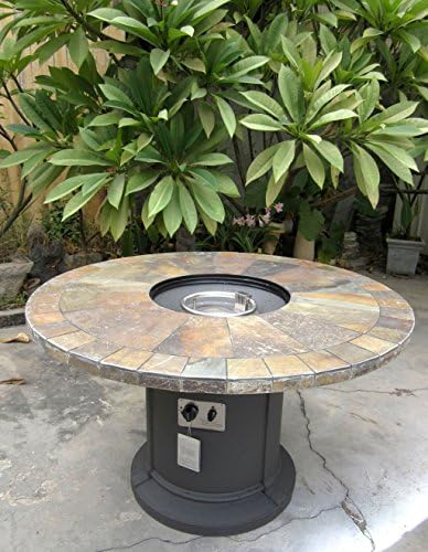 Outdoor Natural Slate Fire Pit Outdoor Dining Table Propane Firepit