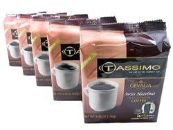 Tassimo T-Disk: Gevalia Swiss Hazelnut Coffee T-Disc Pods (Case of 5 packages; 80 T-Discs Total)