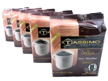 Tassimo T-Disk: Gevalia Swiss Hazelnut Coffee T-Disc Pods (Case of 5 packages; 80 T-Discs Total) Tassimo T-Disk: Gevalia Swiss Hazelnut Coffee T-Disc Pods (Case of 5 packages; 80 T-Discs Total)