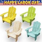 Lohasrus Labor Day Sale 13756- 4 Coloful Kids Patio Chairs, Non-toxic Stained Fir, Indoor / Outdoor, for ages 2 to 5, Free Drawing Book