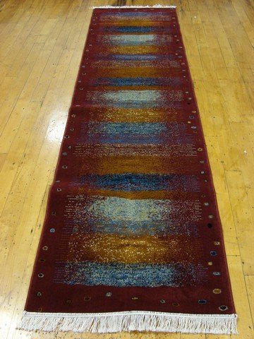 2'7 x 9'10 Red Persian Gabbeh Runner Rug