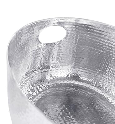 BirdRock Home Hammered Stainless Steel Beverage Tub | Oval | Party Drink Cooler Holder | Cutout Handles | Outdoor or Indoor Use