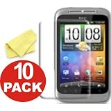 HTC Wildfire S - 10 Pack - Anti Scratch Screen Protector/LCD Screen Guard with Free 10x Microfiber Cleaning Cloth