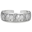 Oxidized White Copper & Zinc "Silver" Elephants Cuff Bracelet by Tiger Mountain