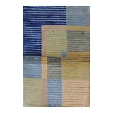 2' x 3' Indo Hand-knotted Blue Wool Rug