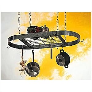 Custom Oval Pot Rack with Grid Color: Desert Stone/Chrome