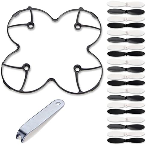 Alwayswish 20pcs Propeller Blades(Black and White) and 1pcs Protection Guard Cover (Black) and Wrench Tool for Hubsan X4 H107L Quadcopter Airplane.