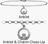 10 Inch 10 Karat White Gold Celtic Charm Anklet