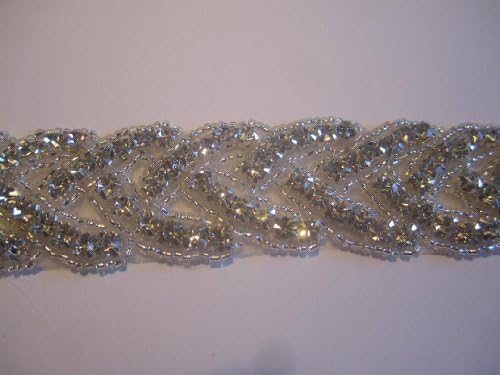 Braided Design Crystal Rhinestone Dress Sash Trim by Cosmetic Counter - 1 YARD