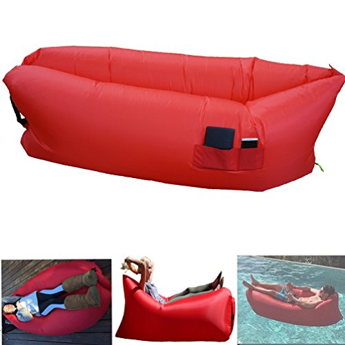 Henscoqi Outdoor Convenient Inflatable Lounger Counch Portable Air Sleeping Bag Air Sofa Air Bed for Summer Camping Beach