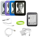 read full review CrazyOnDigital 4 Silicone Skins Red Clear Blue Black Charger Screen Protector For Nook Simple Touch 9 items Accessory Kit