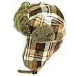 Soft Faux Fur Plaid Trooper Trapper Pilot Ski Hat Brown