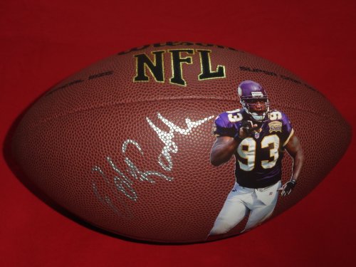 John Randle Autographed Custom Photo NFL Wilson Composite Football, Minnesota Vikings, Proof Photo of John Signing for Us.