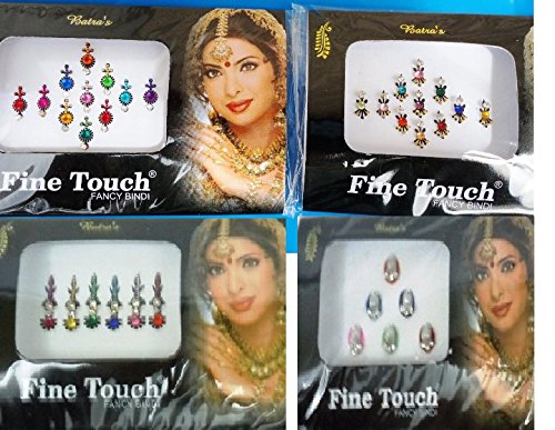 Lightahead® Good Quality 4 PACK BOLLYWOOD HEAD BINDI TATTOO INDIAN ART RHINESTONE STICK ON REUSEABLE