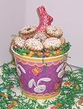 Gourmet Food : Scott's Cakes 1 lb. Linzer Cookies in a Purple Bunny Pail with Jelly Beans and Milk Chocolate Bunny