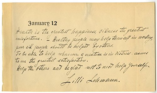 Lilli Lehmann – Classic German Soprano – Authentic Autographed Quotation (AQS)