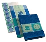 Mierco Euro-Brunch Kitchen Towels, Set of 3, Blue