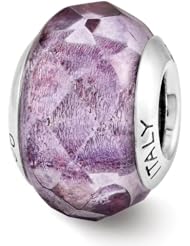 Sterling Silver Reflection Lavender Faceted Glass Italian Bead