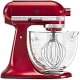 KitchenAid KSM155GBCA 5-Qt. Artisan Design Series with Glass Bowl - Candy Apple Red