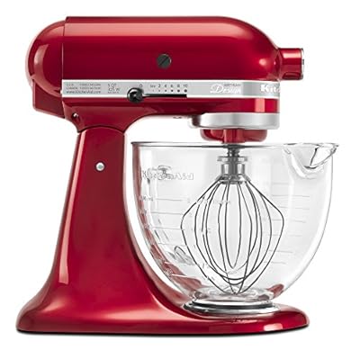 KitchenAid KSM155GBCA 5 Qt. Artisan Design Series with Glass Bowl - Candy Apple Red