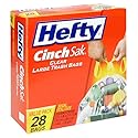 Hefty Cinch Sak Clear Large, 30 Gallon Trash Bags, Case Pack, Six - 28 Count Boxes (168 Bags)