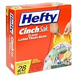 Hefty Cinch Sak Clear Large, 30 Gallon Trash Bags, Case Pack, Six - 28 Count Boxes (168 Bags)