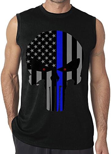 Thin Blue Line Punisher Men Casual Black T Shirt