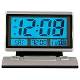 Elgin 1.25" LCD Bedside Alarm Clock, Silver