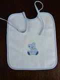 Bebe Blue Teddy Bear trimmed baby waffle weave honeycomb terry lined bib